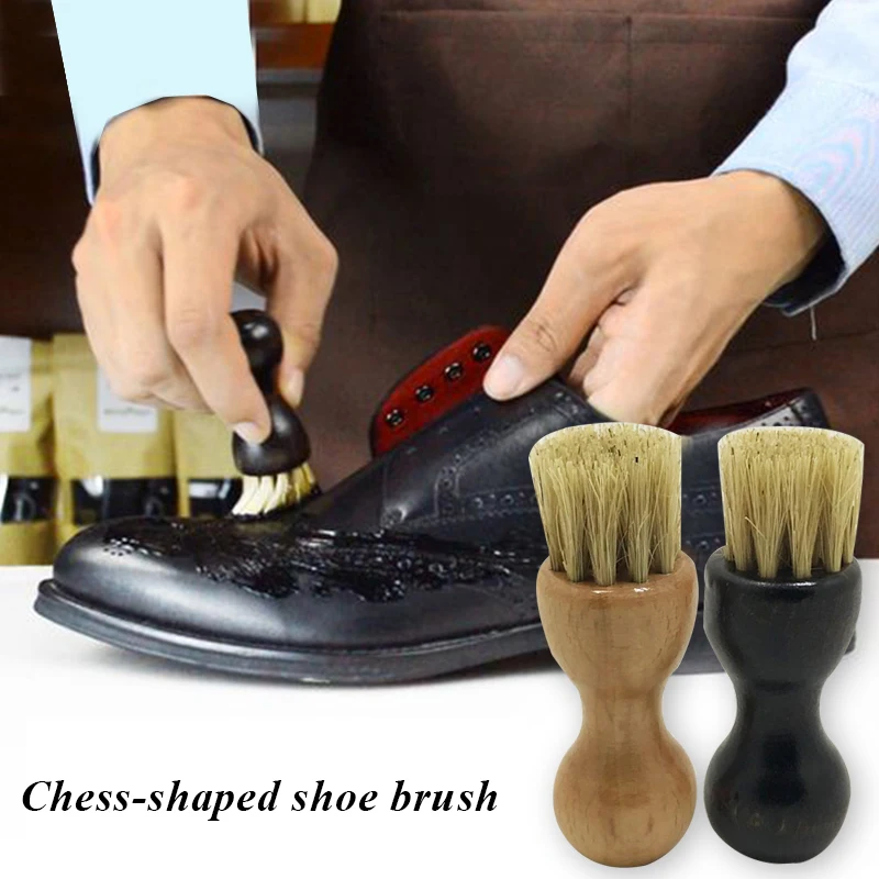 Boot Shoes Brush Portable Wood Handle Mini Home Cleaning Tool Hog Bristle Brushes Leather Shoes Supplies Buffing Brush