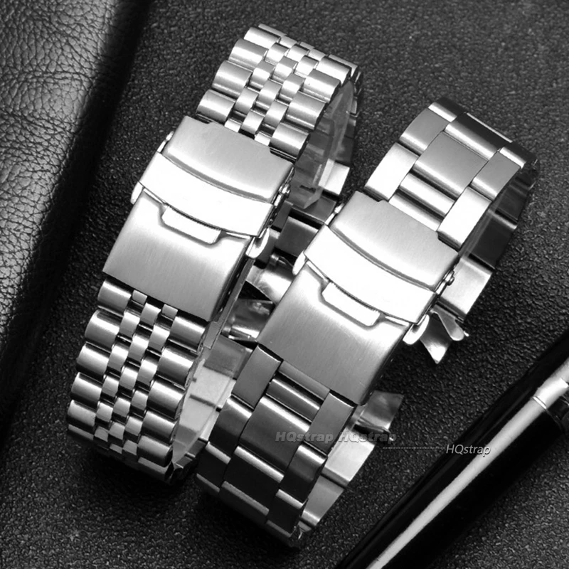 Solid Stainless Steel Bracelet for Seiko Luxury Curved End Watchband for Oyster 20mm 22mm Wristband for Jubilee Watch Accessory