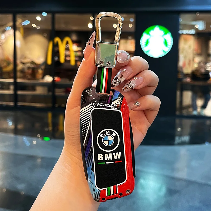 Track Style Car Key Case Cover BMW U11 X1 U06 G81 M3 X5 G05 LCI Ix X7 I7 XM Series 5 7 740Li 530Li IX40 EL 2024 Key Accessories