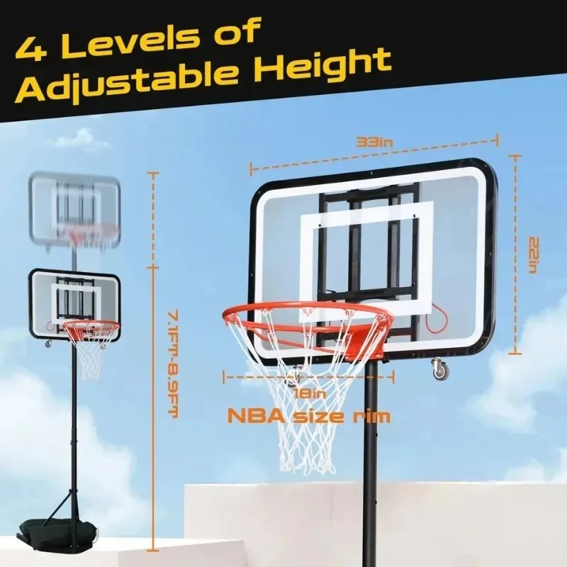 ห่วงบาสเก็ตบอลแบบพกพาพิเศษ สำหรับผู้ใหญ่และเด็ก ใช้ได้ทั้งในร่มและกลางแจ้ง เคลื่อนย้ายได้ ยกขึ้นลงได้ ใช้สำหรับฝึกซ้อม