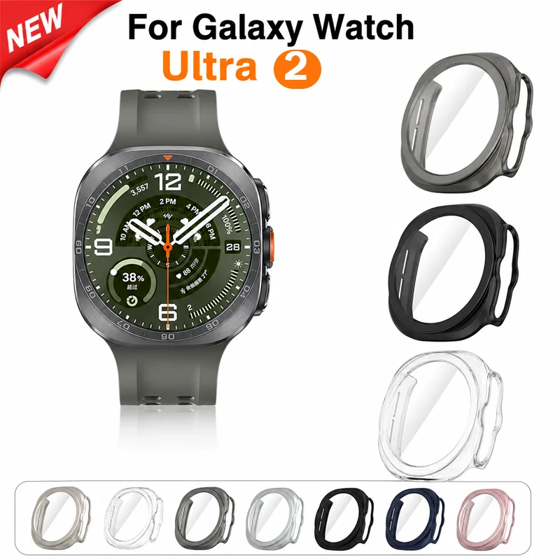 Watch Case for Samsung Galaxy Watch Ultra 2 47mm Tempered Glass Screen Protector Hard PC Protective Bumper Cover Accessories