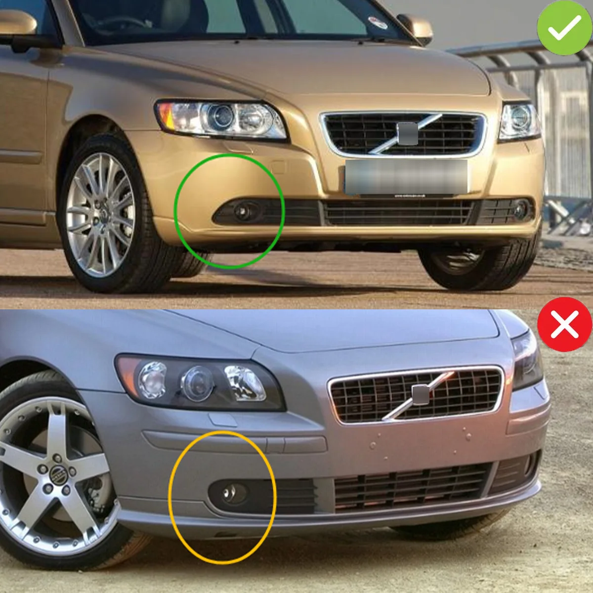 Front Bumper Fog Lamp Grille for Volvo S40 V50 S50 2008-2012 Fog Light Cover Shade Bezel Grill Mesh 30744919 30744920 view 2
