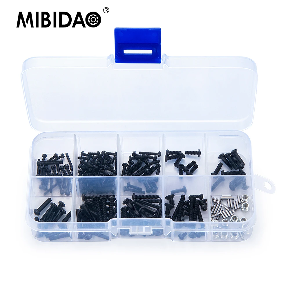 

MIBIDAO M1.5 M2 M2.5 Metal Screws Nut w/ Storage Box for TRX4M Defender 1/18 RC Crawler Car Model Upgrade Parts