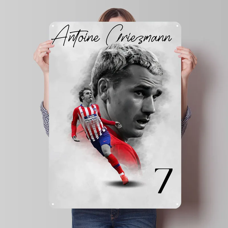 Футбольный постер «Антуан Грізманн», жестяные знаки, спортивный постер, ретро металлический знак на заказ для настенного художественного украшения, декор комнаты, интерьер