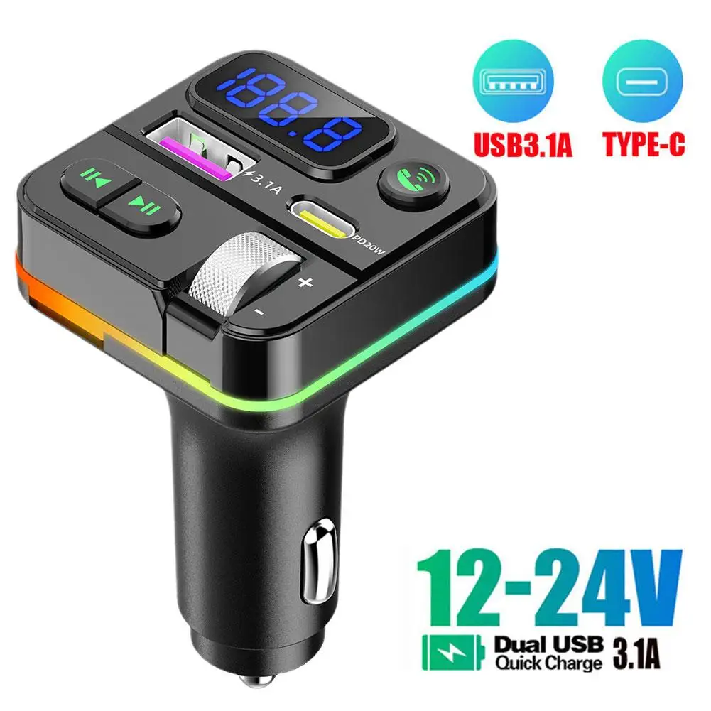 Transmissor Bluetooth para Carro, Bluetooth 5.0, AUX, Carregador Adaptador para Carro, Bass Boost, Carregador de 3 Portas, 2023