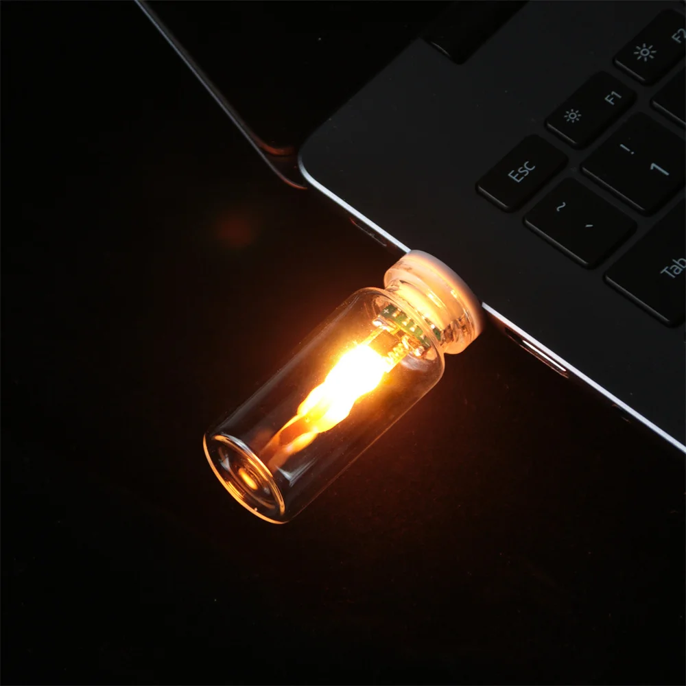 USB LED Flashing Candle Light 5V Flame Night Light Frosted Clear Glass Decorative Touch Control Mood Lighting for Car Home Lamp