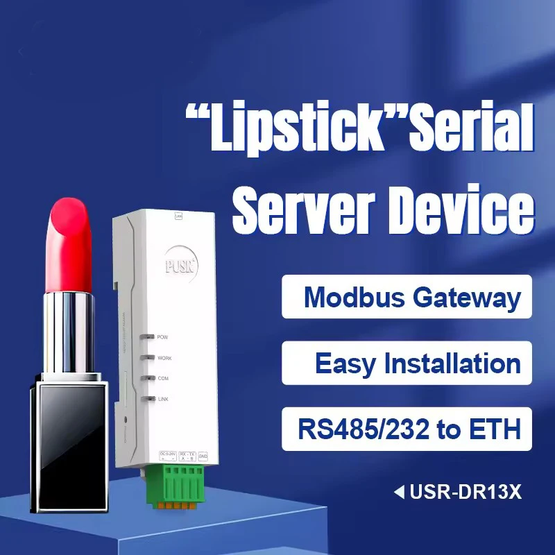 Din-Rail USR-DR132  “Lipstick” Size Serial Server Device RS232 To Ethernet Port Modbus RTU to JSON Gateway