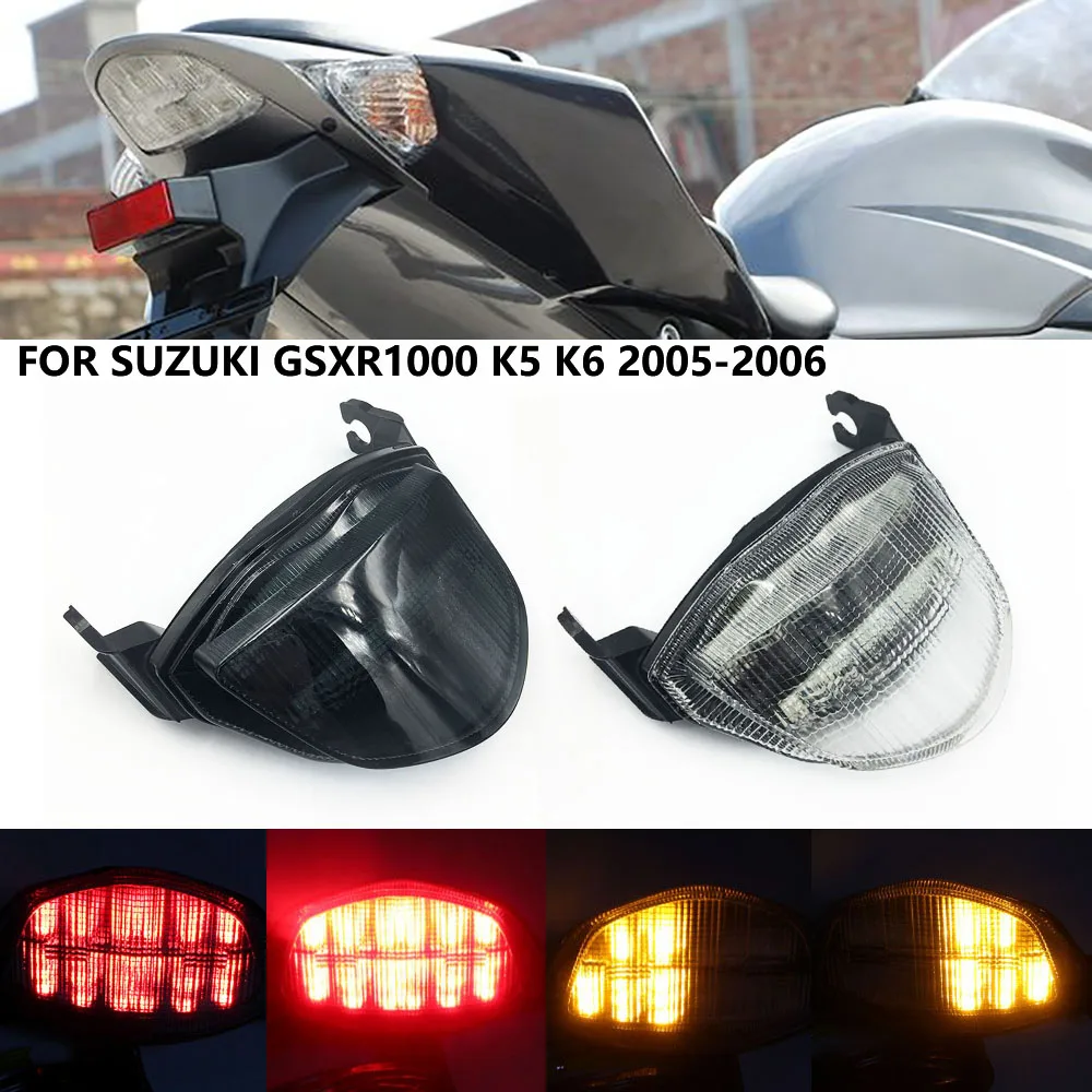 Luz trasera de freno para motocicleta, intermitentes LED integrados para Suzuki GSXR 1000, GSXR1000, GSX-1000, K5, K6, 2005, 2006