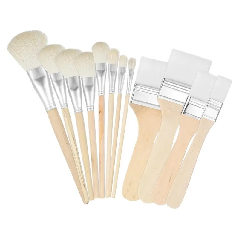 PHFU-Mop Brush For Acrylic Painting, Assorted Size Acrylic Paint Brush Set Blending Mop Brushes With Wooden Handle 24PCS Set