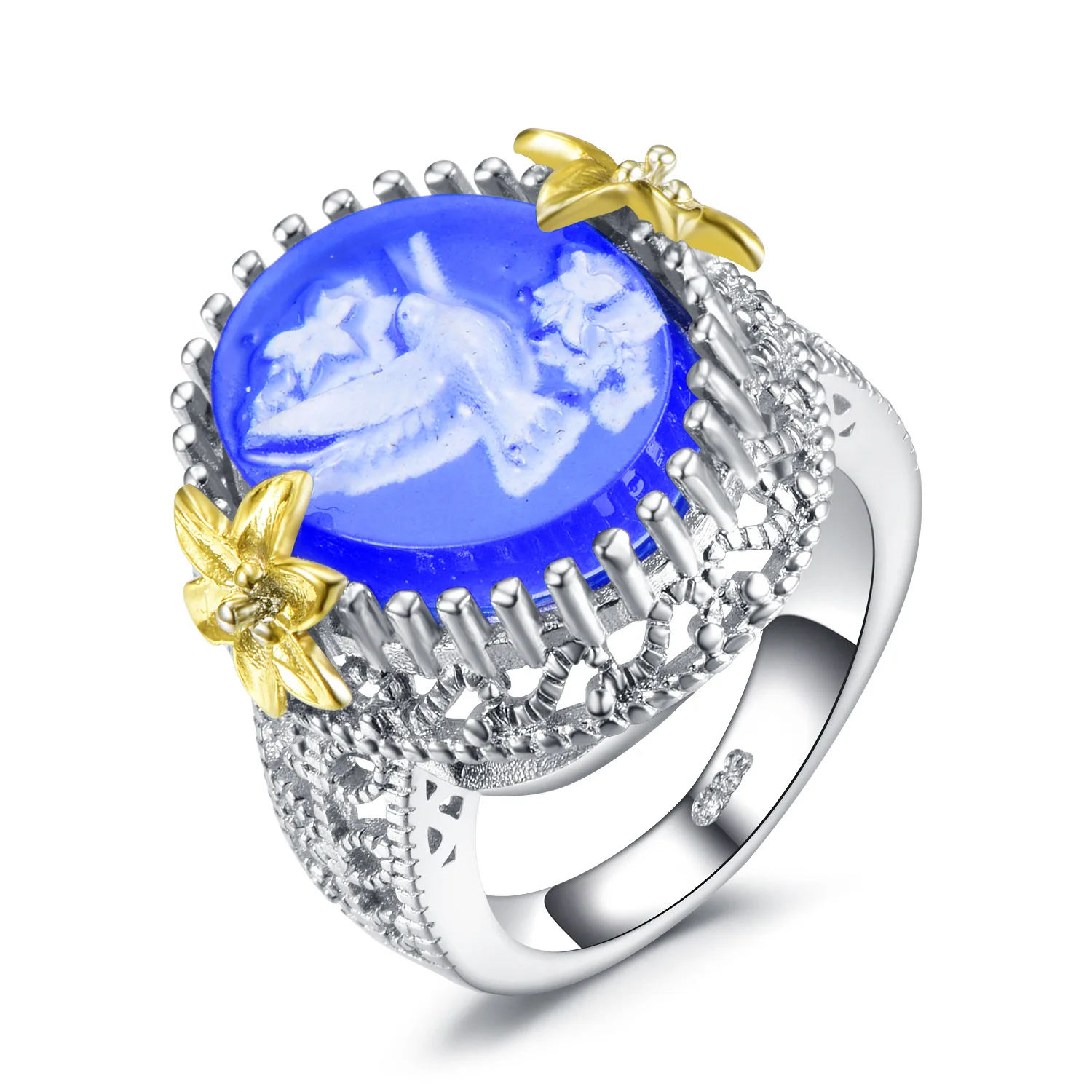Hot Selling New Simple Bird Ring For Women Hot Selling Flower 925 Sterling Silver Color Separation Ring Fashion Jewelry Gift