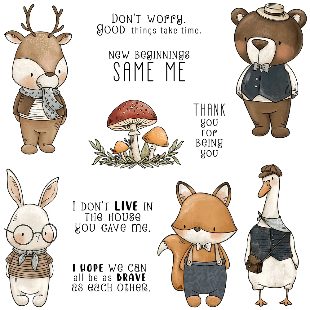

Mangocraft Cute Little Animals Mushroom Clear Stamp DIY Scrapbooking Supplies Silicone Stamp For Card Making Albums Crafts Decor