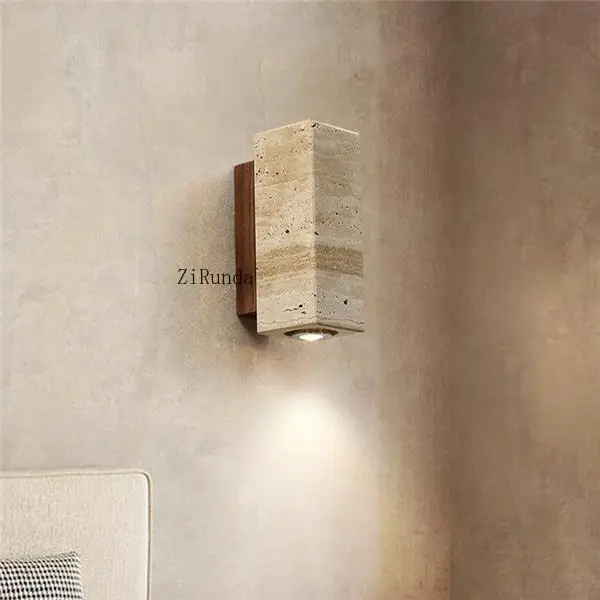 Japanese Style Light Emitting Diode Wall Light Creative Simple Interior Travertine Yellow