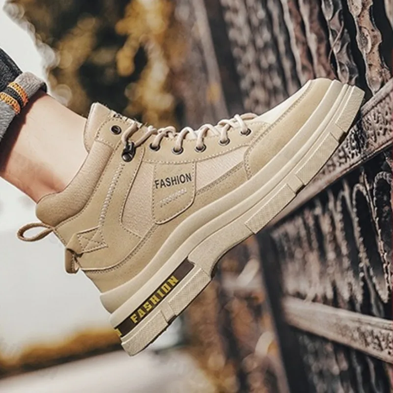 

Осень 2021, мужские высокие повседневные короткие ботинки в британском стиле ретро на толстой подошве, модные универсальные удобные нескользящие ботильоны