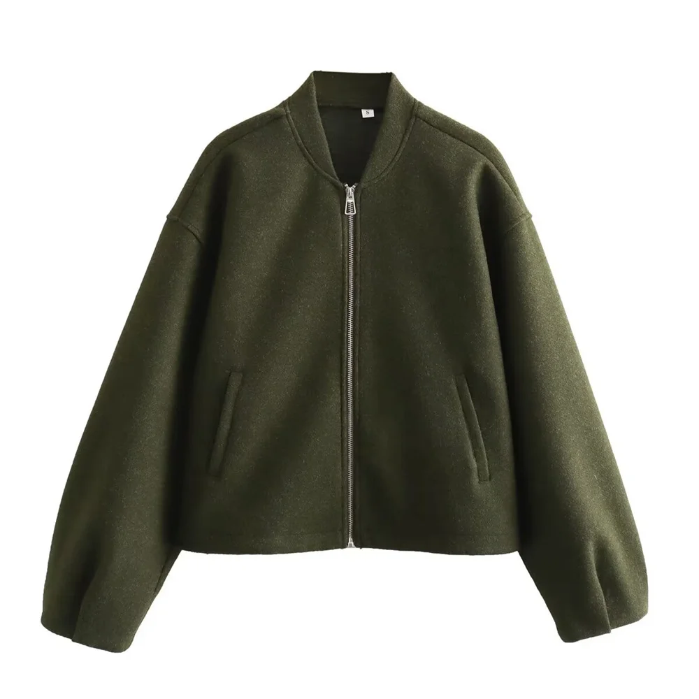 Herbst Neues Produkt Damen Stehkragen Langarm Weiche Schnalle Dekoration Pilot Kurze Jacke Mantel