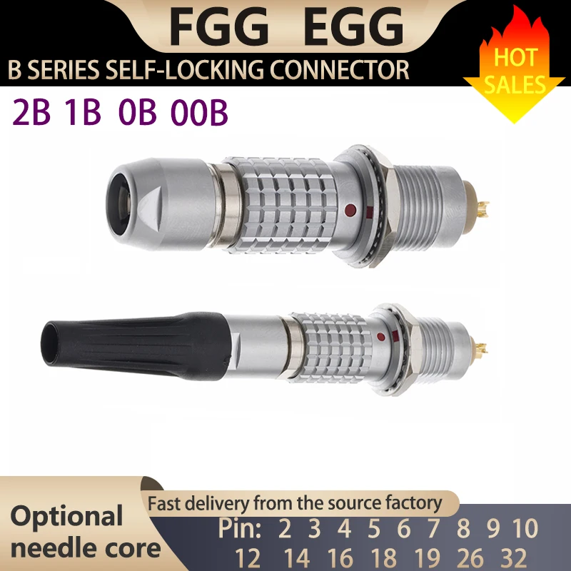 FGG/EGG 00B 0B 1B 2B. Plug socket soldering 2-32 pin core Push pull self-locking aviation connector