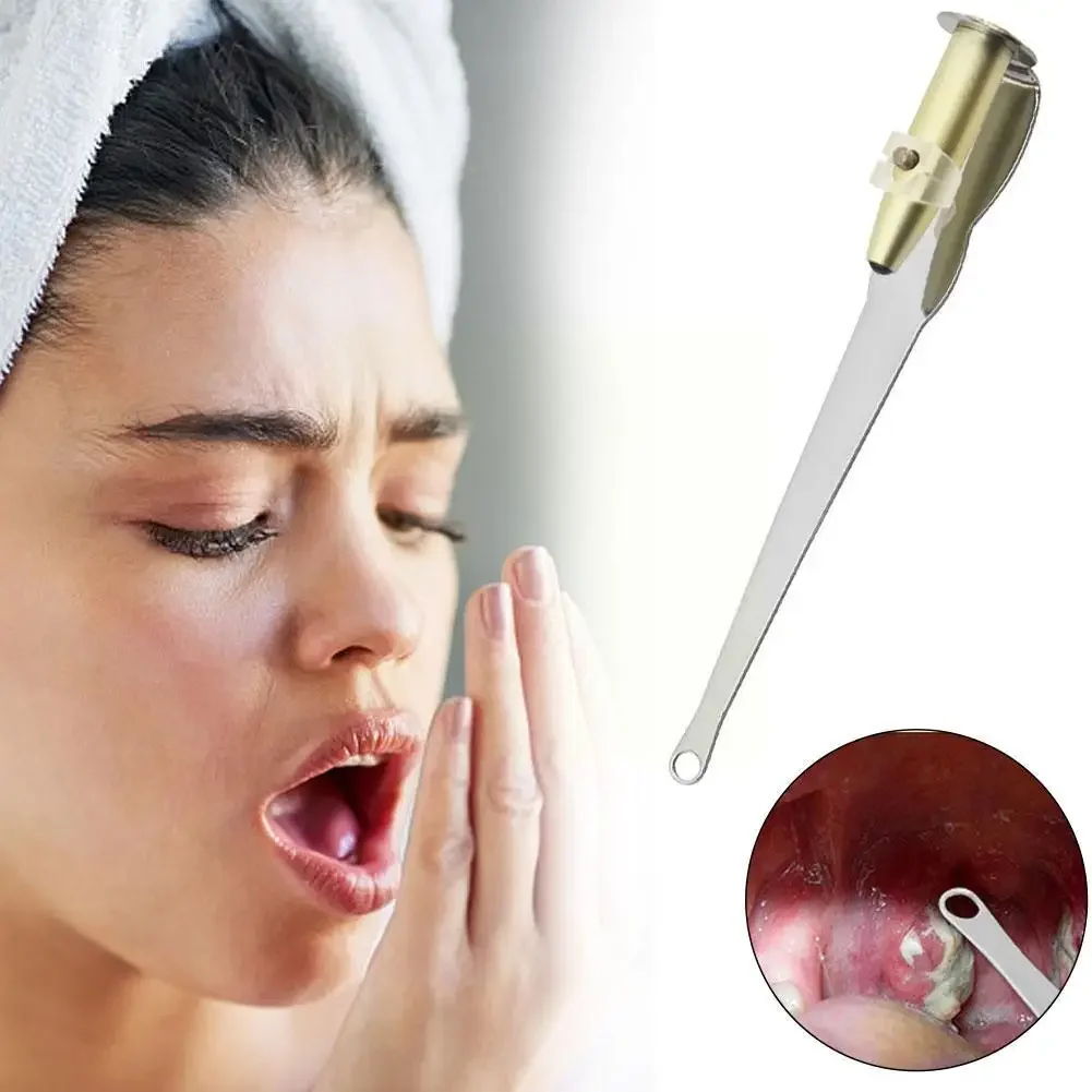 Ear Wax Tonsil Stone Remover Tool LED Light Stainless Steel Remover Mouth Cleaning Care Tool Tonsil Stone Remover Cleaning Tools