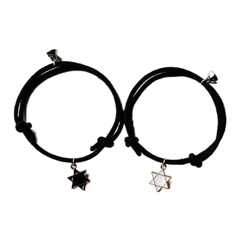 

One Pair David Of Star Bracelet Lover Hand Rope Black And White Jewish Gift