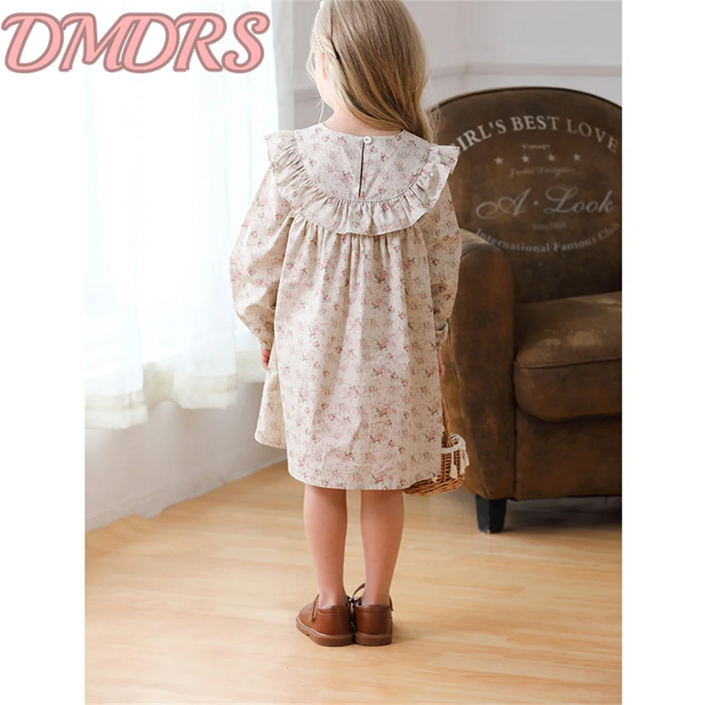 Hot Sale Elegant Korean Style Ruffled Lace Girls Dress 2025 Top French Floral Sweet Children's Princess Dress Vestidos De Novia