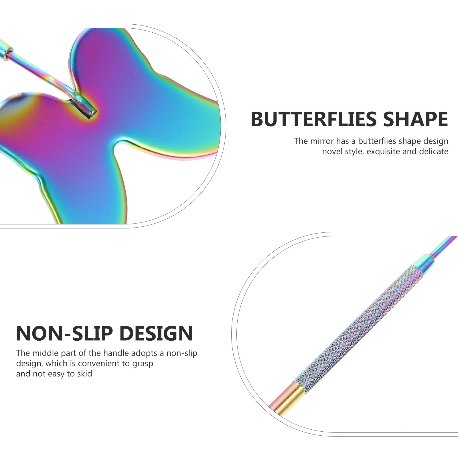 

2 Pcs Stainless Steel Eyelash Mirror Extension Portable Makeup Beauty Salon Tool Grafting