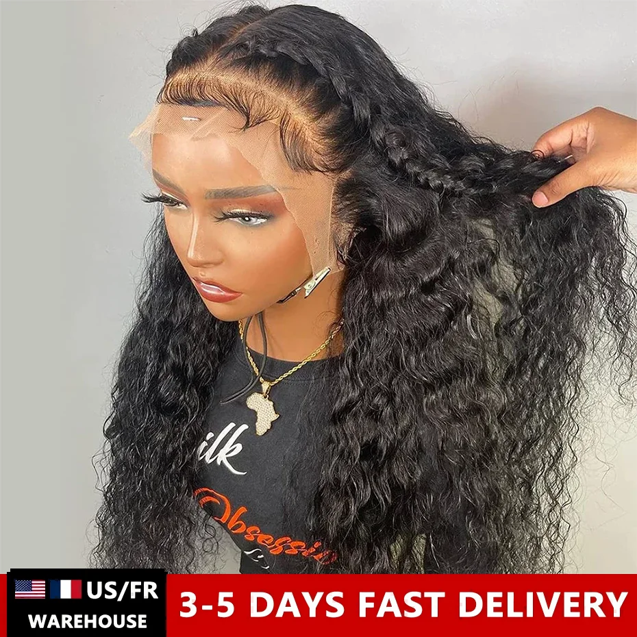 Brazilian 200% 13x4 Lace Frontal Human Hair Wigs Deep Wave 13x6 Pre Plucked Kinky Curly Remy 4x4 HD Lace Closure Wig For Women