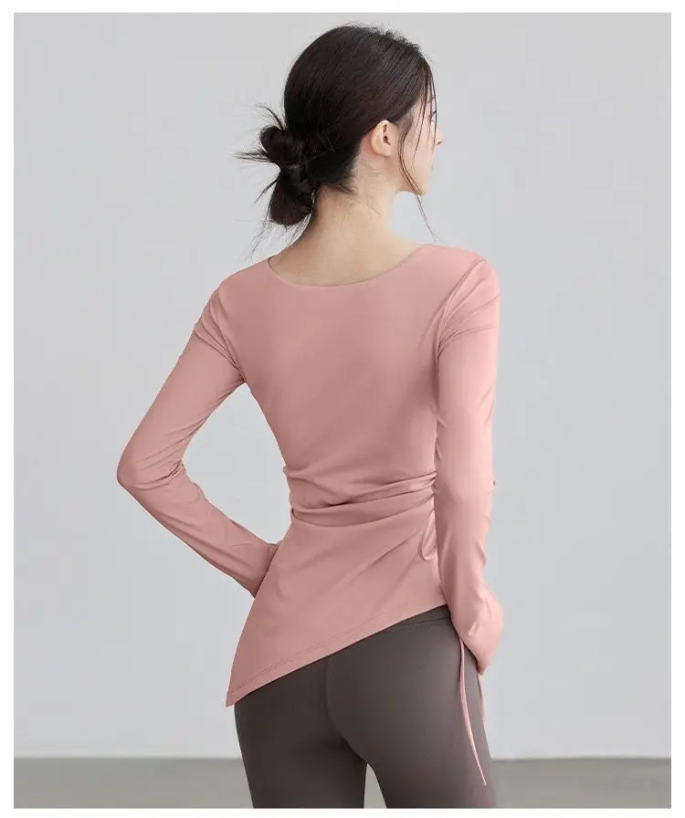 Herbst-Winter Yoga-Bekleidung, Taillenformend, Lauf- und Fitness-Langarmshirt, Professionelles Trainings-Pilates-Oberteil, Atmungsaktiv, Schnelltrocknend – Detail 2
