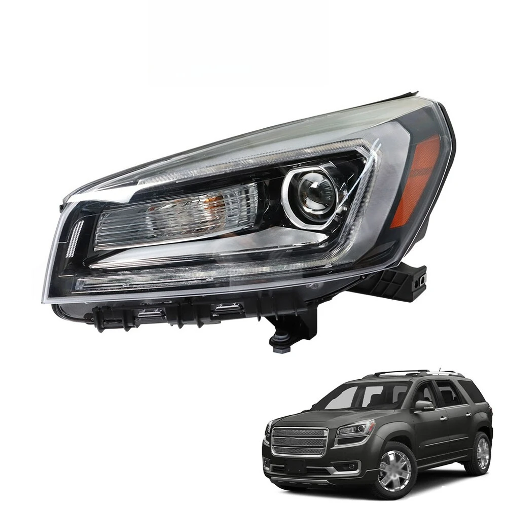 Headlight Assembly w/ LED Halogen Black Left Side For GMC Acadia 2013-2016 Lamp