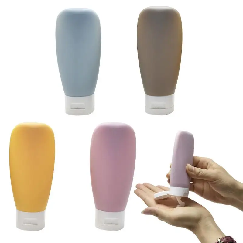 4Pcs Travel Bottle Set 60ml Refillable Bottle Soft Lotion Shampoo Container Squeeze Tube Empty Bottle