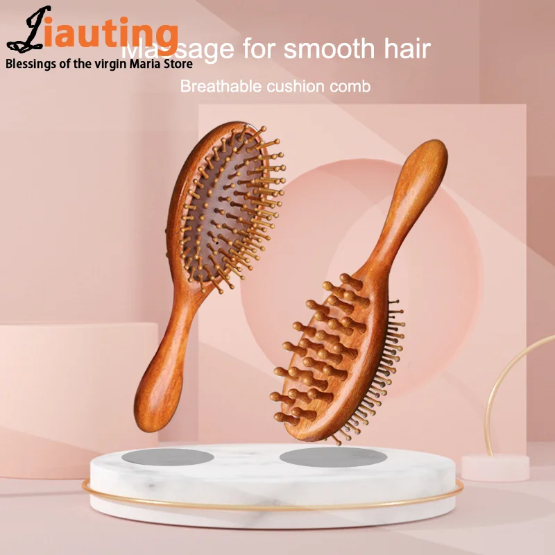 Double Sided Sandalwood Air Bag Comb Hair Care Scalp Body Gua Sha Meridian Head Blood Circulation Dredging Massage Comb