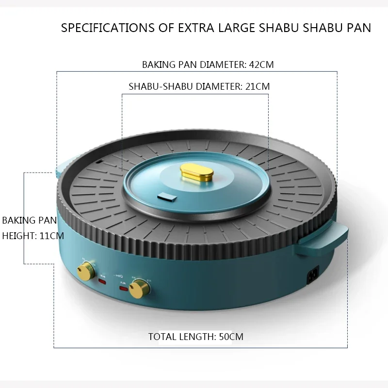 Hot Pot Barbecue Integrated Pot Household Smokeless Electric Barbecue Fire Boiler 220V/1700W Barbecue Machine