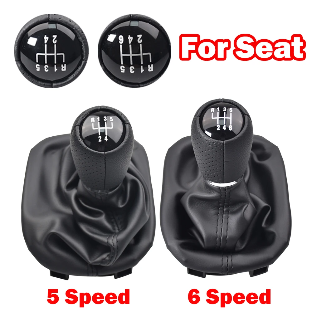 Manual Leather Gear Shift Knob 5 6 Speed For Seat Leon 1 MK1 For Toledo II MK2 Gait 1998-2005 Leather Gaiter Boot Cover