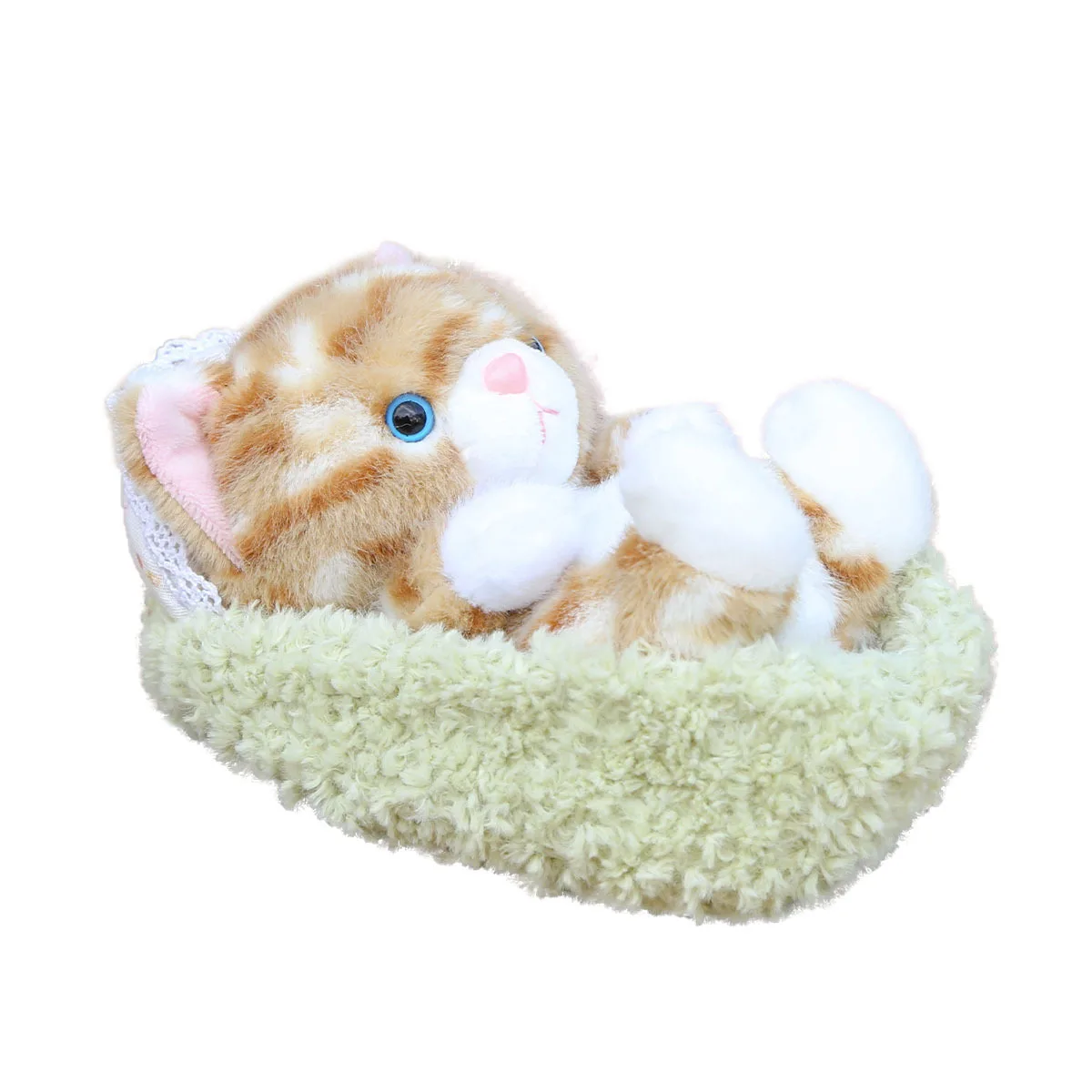 Simpatico gatto addormentato culla bambola di peluche giocattolo decorazione della stanza simulazione animale domestico gattino peluche bambola di pezza regalo di compleanno per bambini
