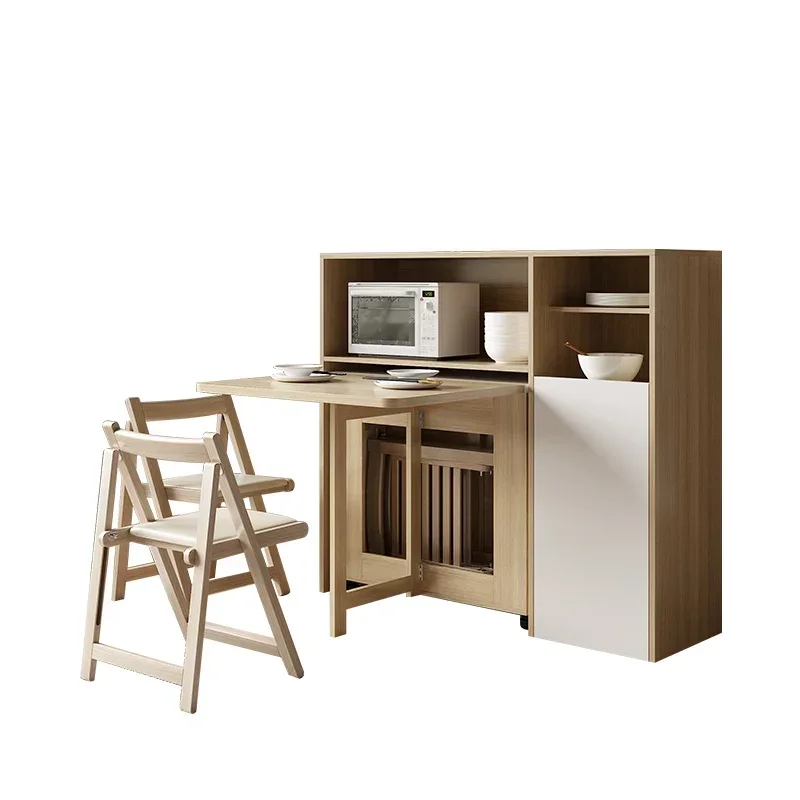 

Multifunctional folding dining table and chair combination modern simple small apartment household retractable belt wheel