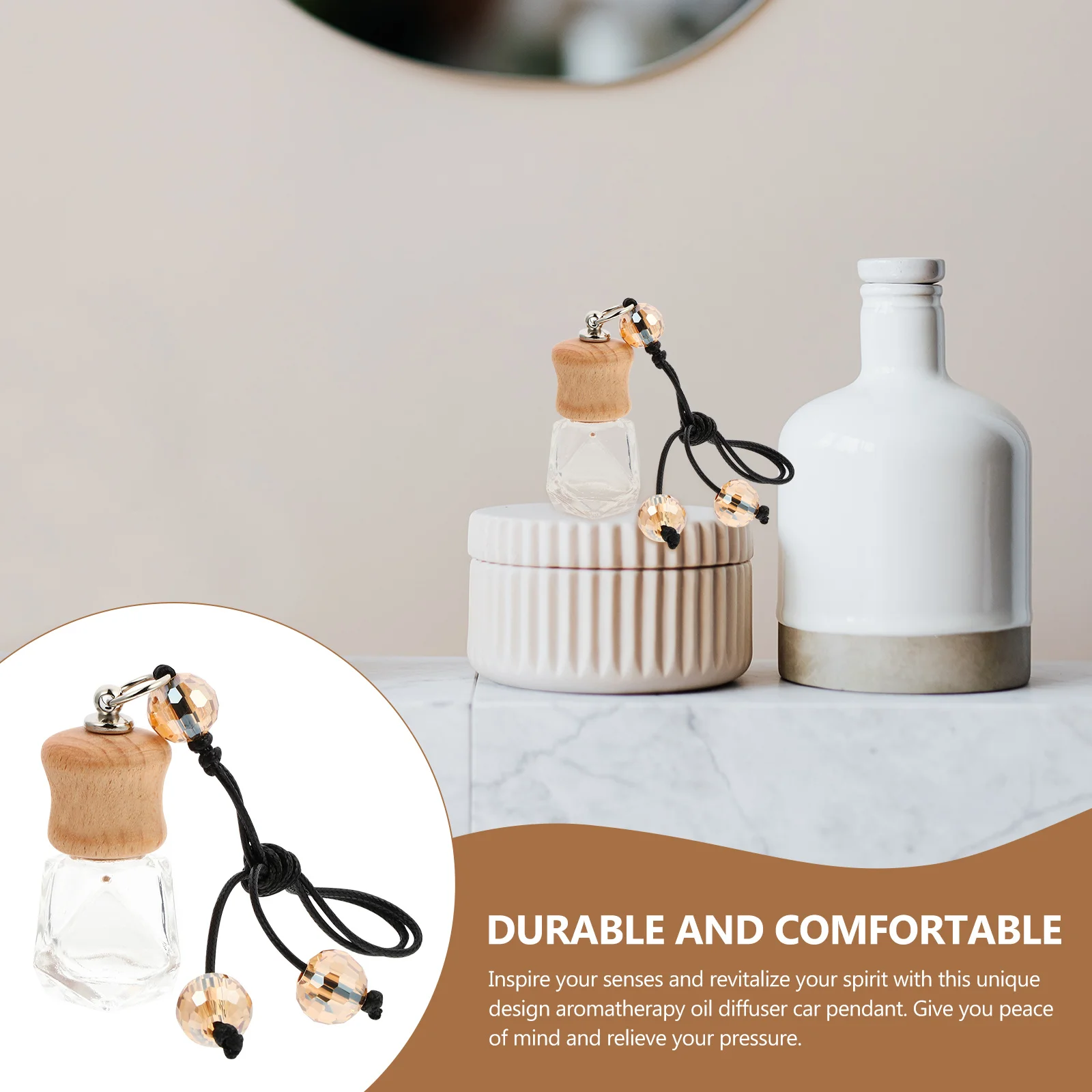 

2Pcs Car Interior Pendant Perfume Bottle Pendant Elegant Car Decor Remove Odor Compact Convenient Stylish Gift
