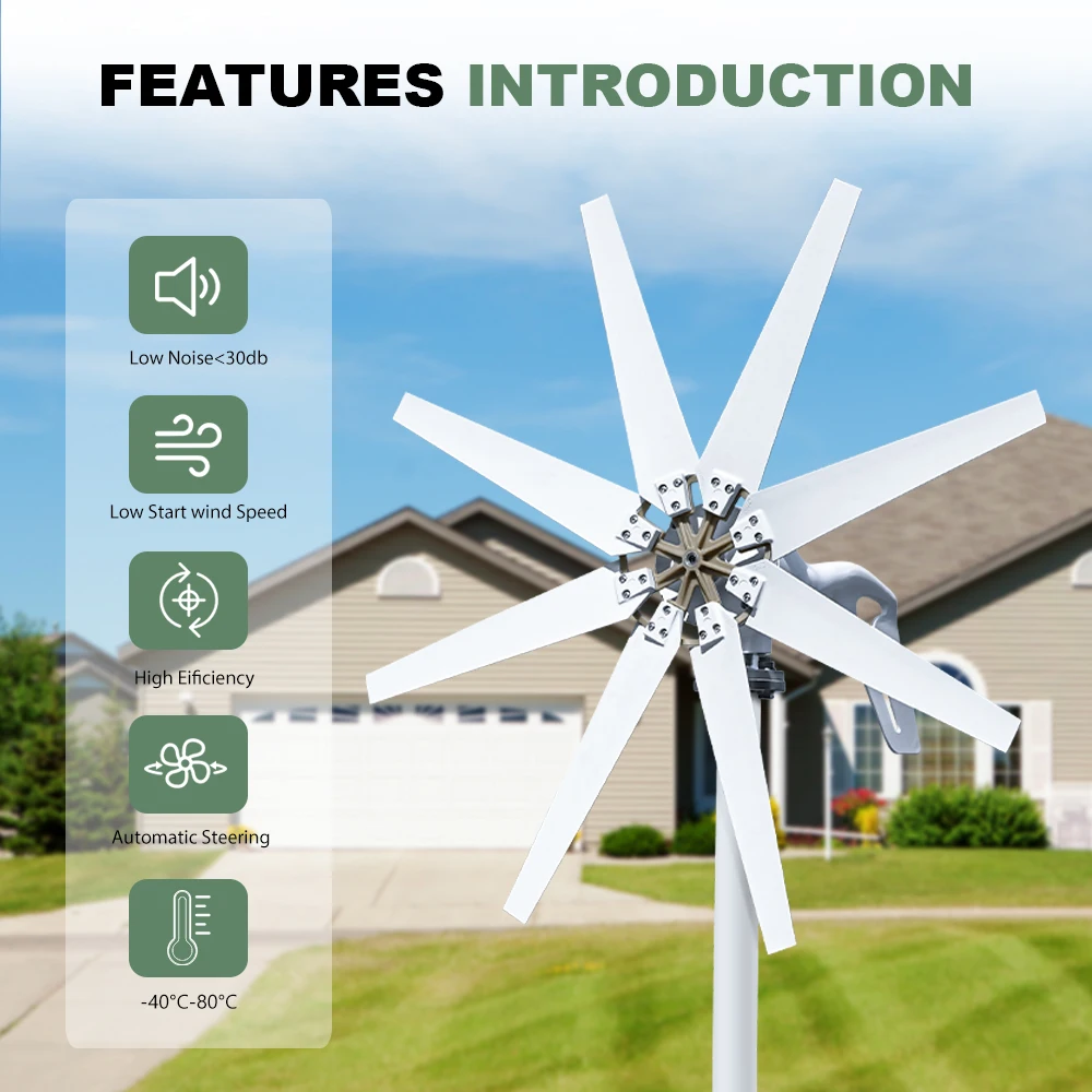 EU United States Delivery 3000W Horizontal Turbine 12V/24V/48V Low Noise Household 220V Poland Brazil Russia Warehouse