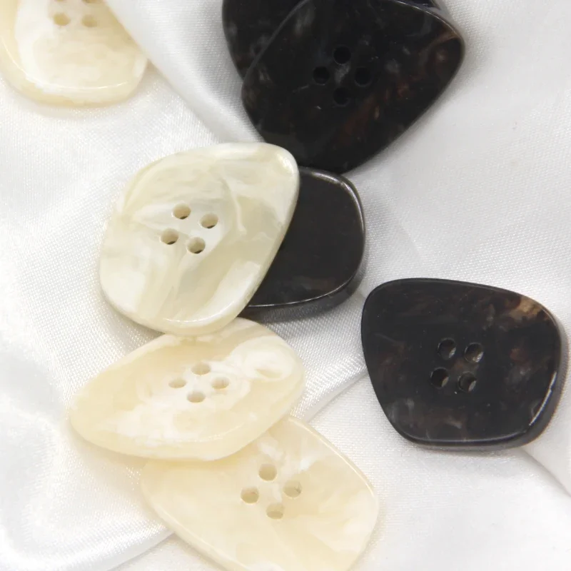 HENGC 4 Holes Square Light Pearl Resin Buttons For Clothing Chic Beige Black Girls Dress Fur Coat Jacket Suit Sewing Buttons