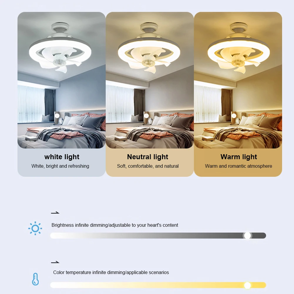 Moderner Deckenventilator mit LED-Licht, Fernbedienung, leiser Deckenventilator für Schlafzimmer, Wohnzimmer, Küche