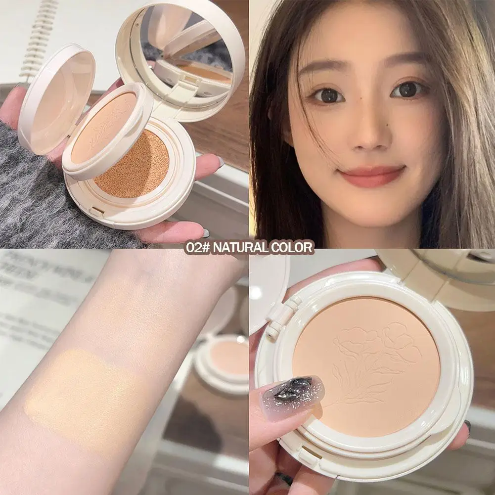 

Oil Control Pressed Powder Cushion Foundation Palette - 2-in-1 Face Base Makeup Cream For Full Coverage And Matt Finish Cosmetic