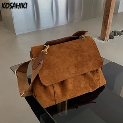 Trendy Women Korean Streetwear Crossbody Bag Y2k Aesthetic Casual All Match Handbags Fashion Solid Vintage Shoulder Bags Female