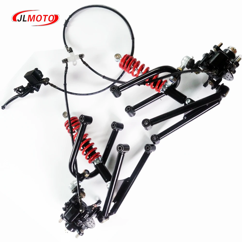 1 conjunto de 310mm suspensão dianteira balanço um braço guiamento strut eixos da junta com cubos de roda freio apto para diy atv buggy veículo bicicleta