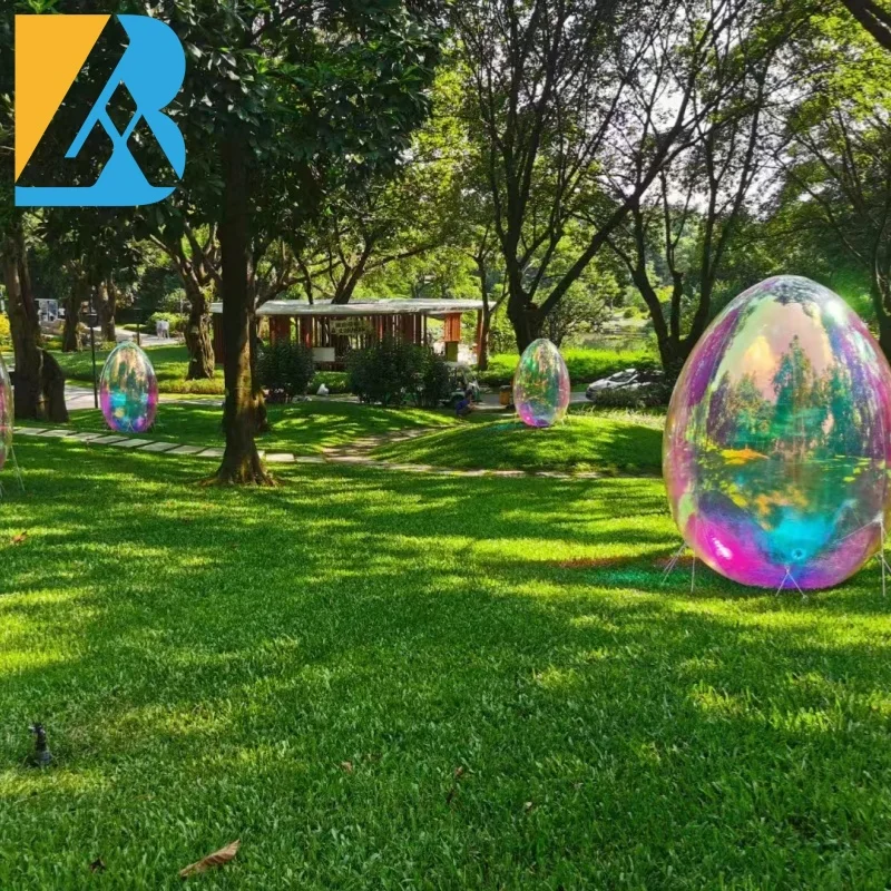 Elegant Masquerade Ball Decorations Colorful Egg Shape Inflatable Mirror Balloon for Camp Themed Party Toys