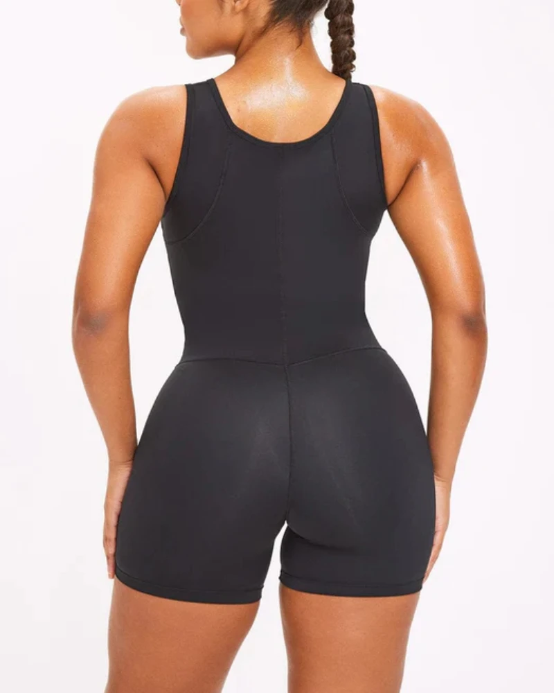 Fajas colombianas moldeadoras สีดำทั้งหมด shapewear ตะขอด้านหน้าปลอกการควบคุมหน้าท้องแบนกระชับสัดส่วนบอดี้สูทคู่เทรนเนอร์เอว