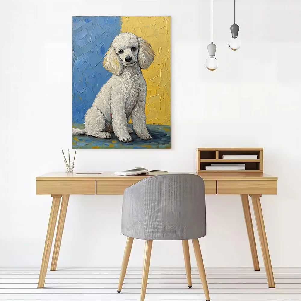Painting of a White Poodle Canvas Wall Art Poster Custom Photo Print Modern Painting for Fans Home Decor Luxury Decoration Room