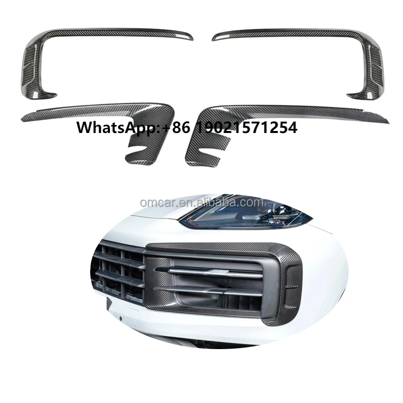 

Dry Carbon Fiber Front Bumper Grille Frame Daily Running Light Frame for Porsche Cayenne 9Y0.2 2024- Car Exterior Accessories