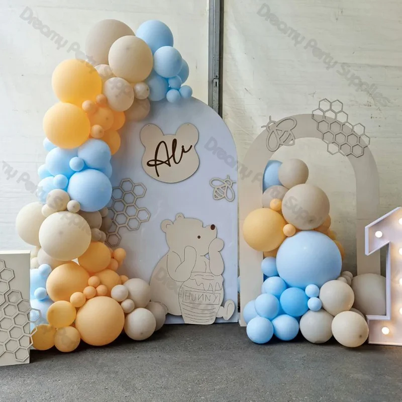 

110pcs Pastel Blue Cream Peach Balloon Garland Arch Kit Neutral Balloons Kids Baby Shower Birthday Party Wedding Gender Reveal