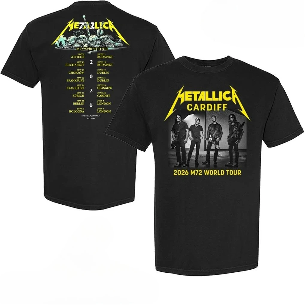 Metallica M72 Cardiff, Wales 2026 Band Members World Tour Dated T-Shirt