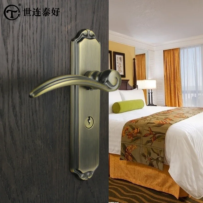 

Shiliantai good copper lock brass modern simple American indoor room door lock bathroom single tongue door lock LA 7462