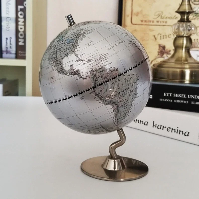 Desktop World Globe Retro Home Decor Accessories Globe Earth 14CM Light Luxury Globe Ornaments World Map Geography Office