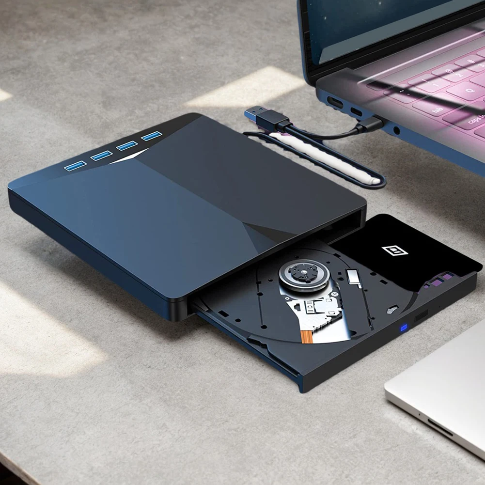 7 In 1 USB3.0 Type-C External DVD RW CD Writer Kecepatan Tinggi Plug-and-Play untuk Windows 11/10/8/7/Linux/ OS