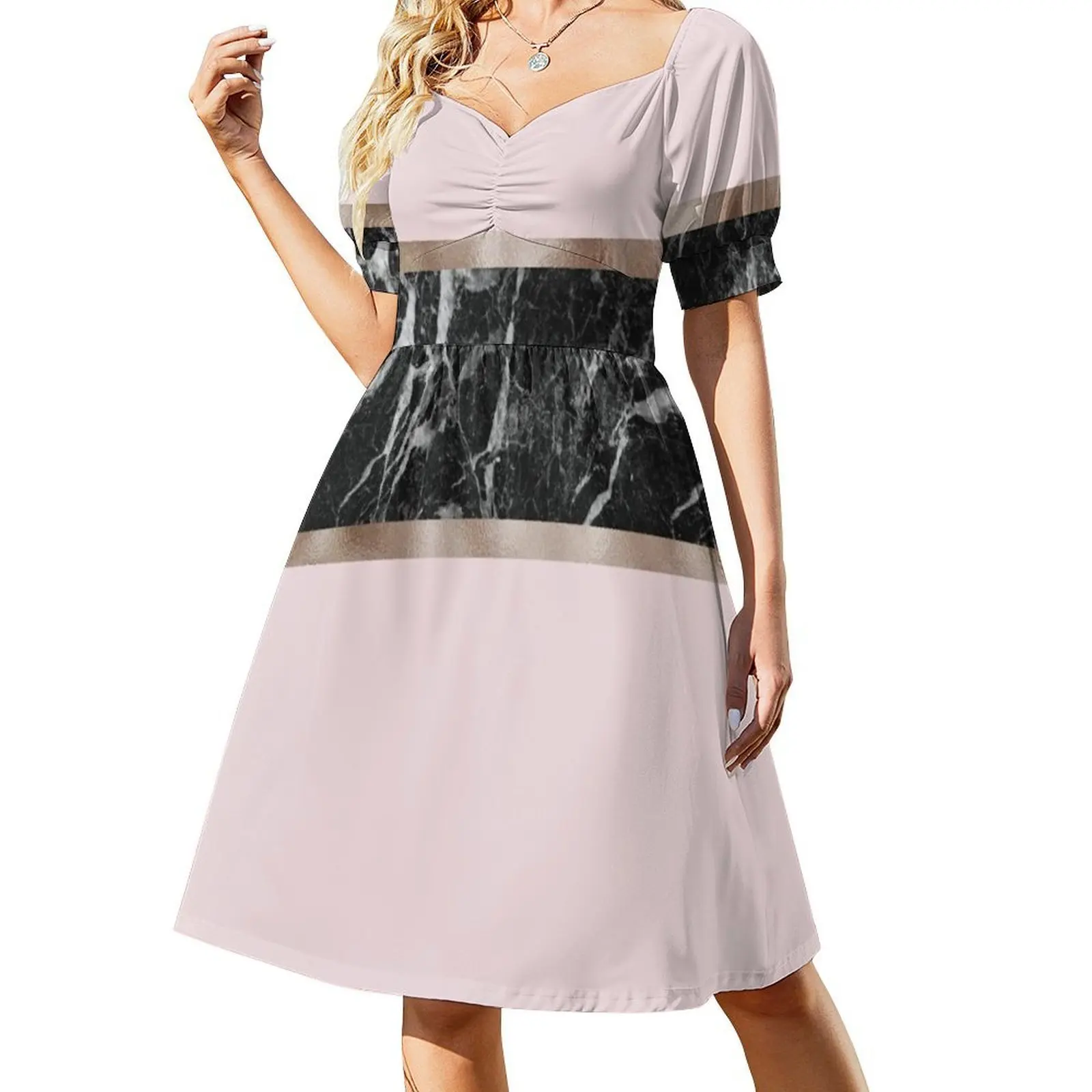 Fraises et crème-marbre noir et or Rose Boho Chic robe élégante mode plage robe de soirée de mariage Blush pêche Rose et