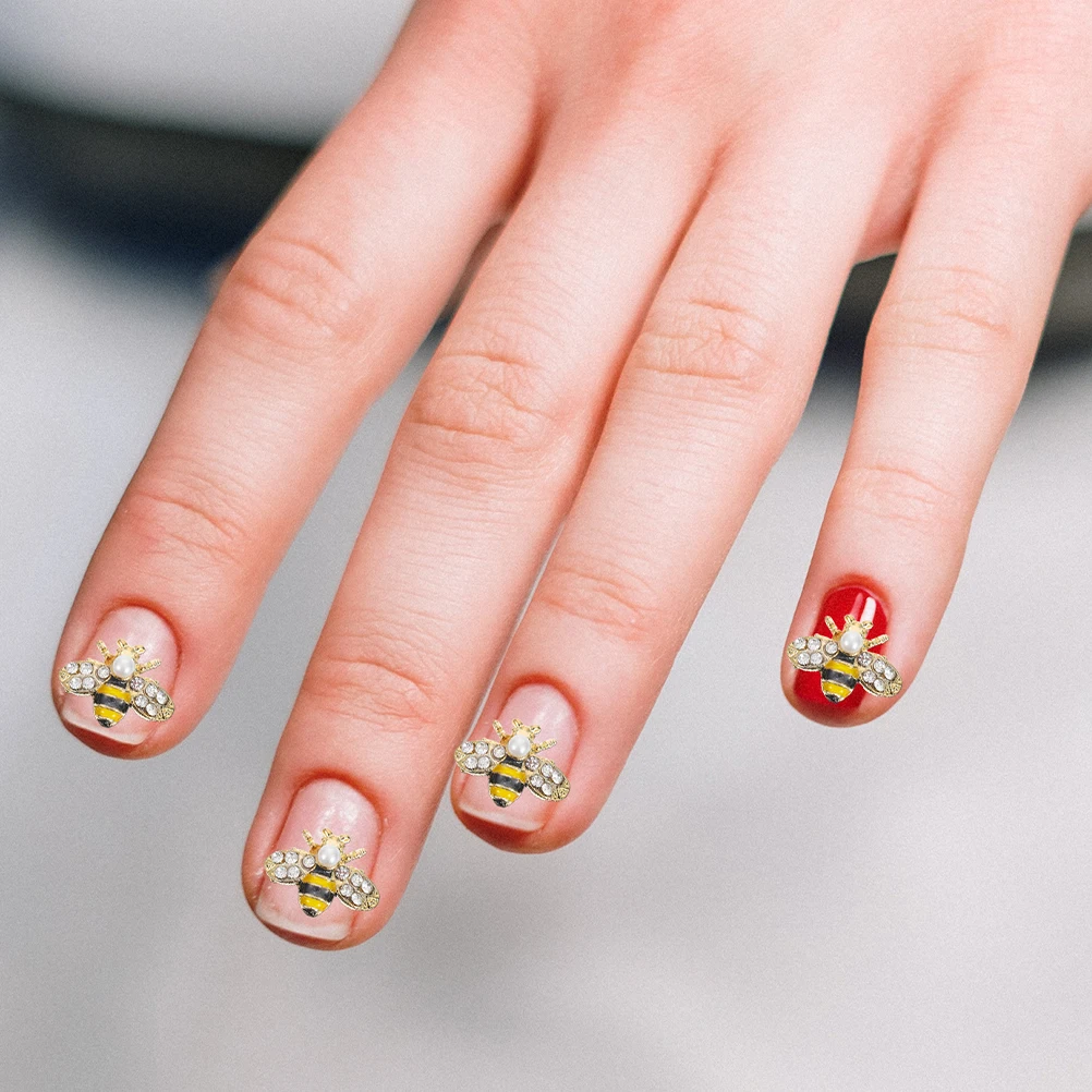 

12 Pcs Bee Nail Accessories Alloy Ornaments Kawaii Charms Creative Design Durable Material DIY Supplies Nail Decoration